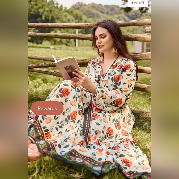 NWOT Boho Floral Dress From Ritera Size XL - Picture 7 of 9